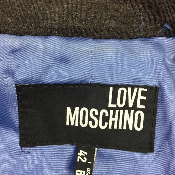 LOVE MOSCHINO Light Blue Gray 3 Button Blazer Size 6 US - Picture 7 of 9